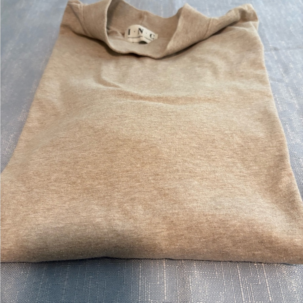 INC International Concepts Tan Cotton Long Sleeve Turtleneck Size XL